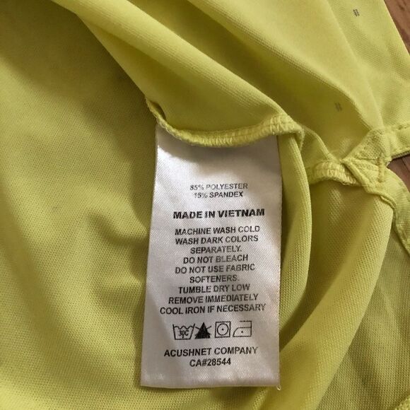 FootJoy Golf Polo Shirt Yellow w/ Gray Dots Short Sleeve - Picture 7 of 8